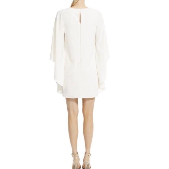 HALSTON HERITAGE Ivory Diagonal Drape Cape Dress - Picture 9 of 10